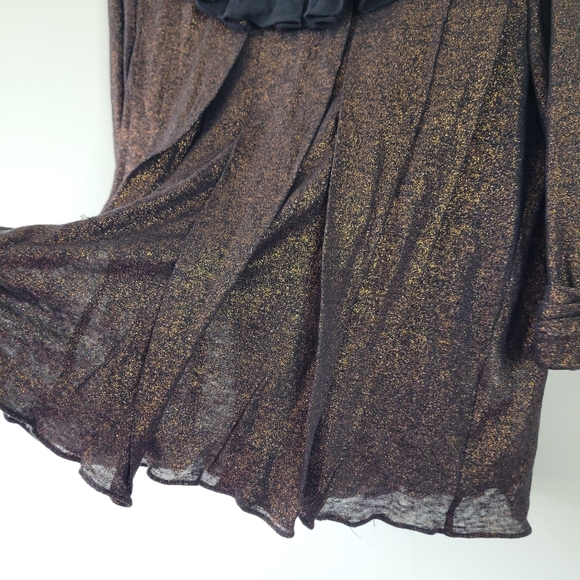 3.1 Phillip Lim Pleated Metallic Linen Ruffle Neck Top XS - Picture 3 of 6